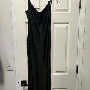 Black silky dress with slit